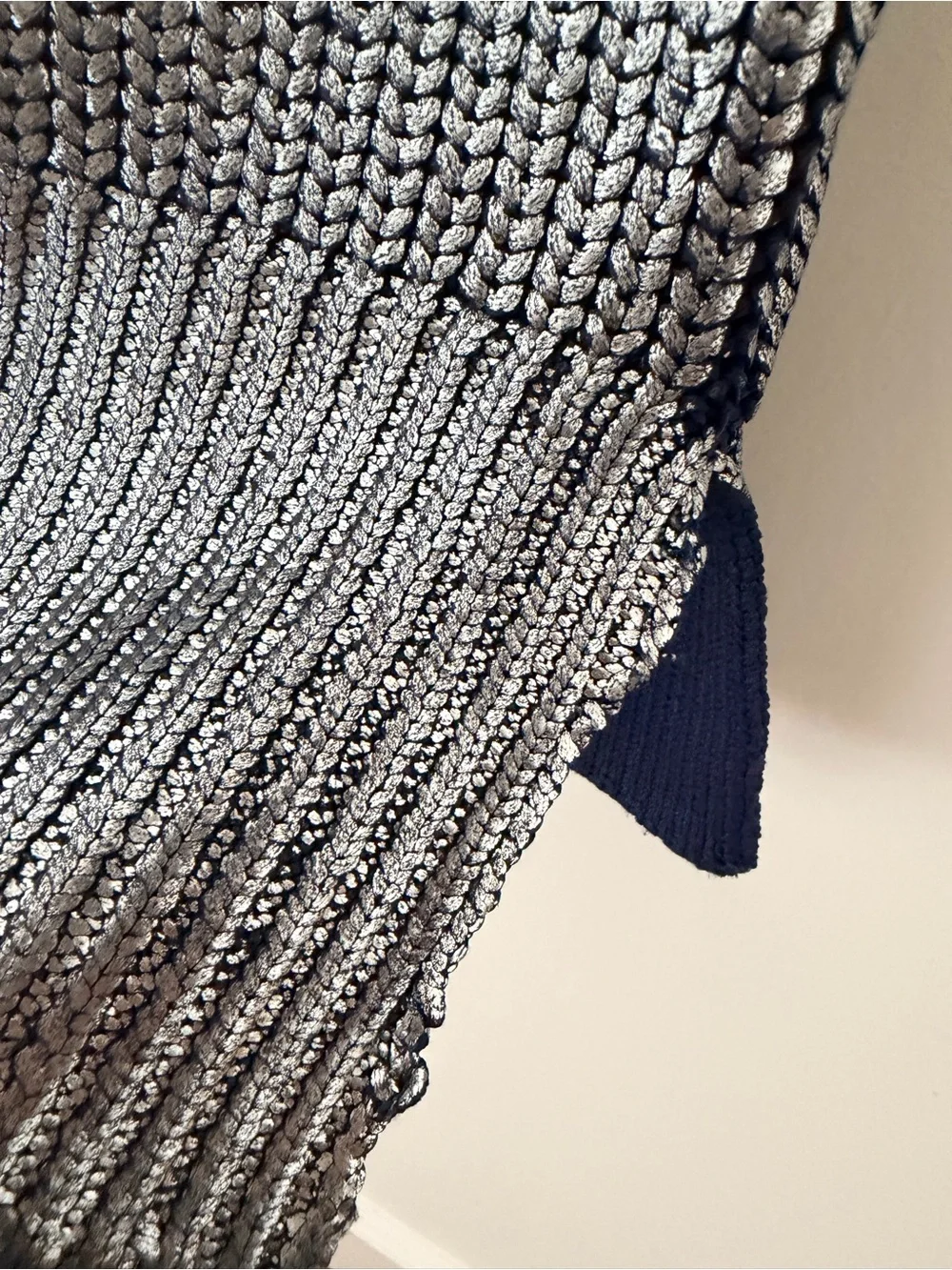 Pilcro Oversized Foil Sweater Vest Size L Blue & Silver Statement Anthropologie - Picture 7 of 14